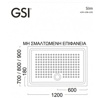 GSI SLIM PARALLEL SHOWER PORCELAIN WHITE GLOSSY 4399-300