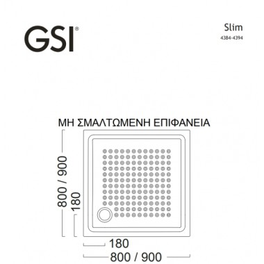 GSI SLIM PORCELAIN SHOWER WHITE GLOSSY 4384-300