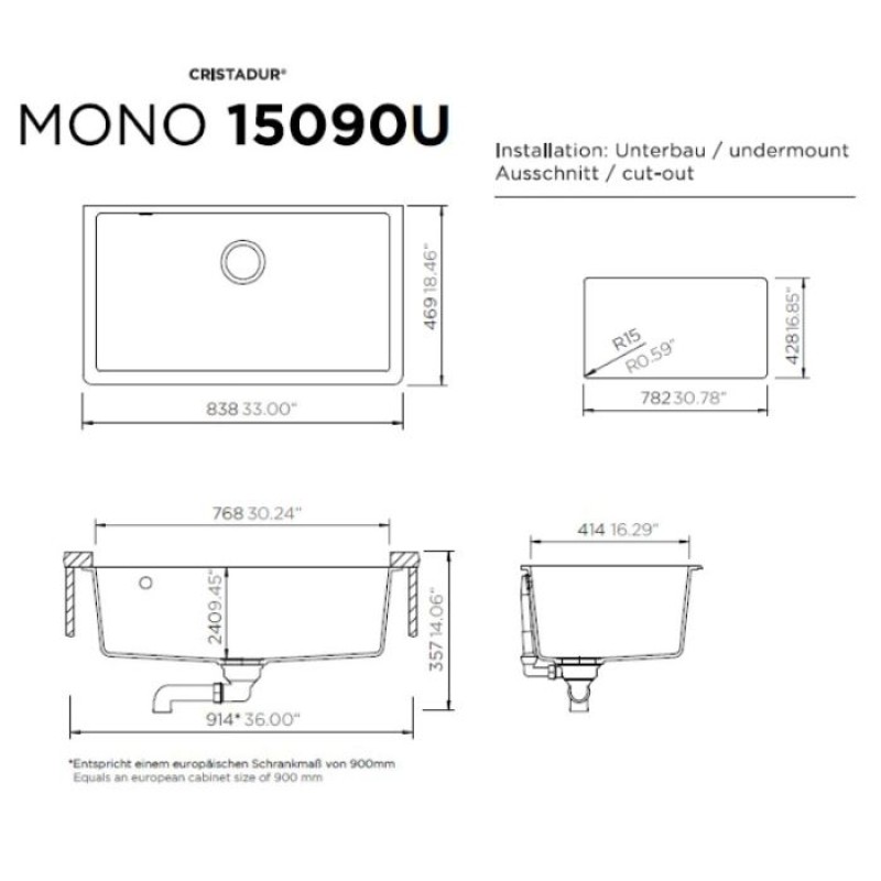 SCHOCK CRISTADUR MONO ΥΠΟΚΑΘΗΜΕΝΟΣ ΓΡΑΝΙΤΕΝΙΟΣ ΝΕΡΟΧΥΤΗΣ ΚΟΥΖΙΝΑΣ 