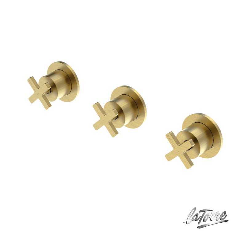 Latorre ELLE CROSS Μπαταρία Εντοιχισμού Λουτρού 2/3 Εξόδου Gold Brushed, 38289-201