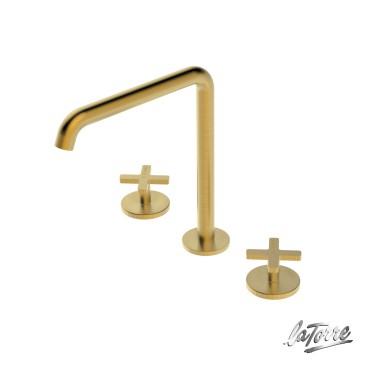 Latorre Μπαταρία Νιπτήρος 3 οπών ELLE CROSS Gold Brushed 38102-201
