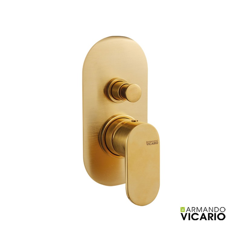 Armando Vicario SLIM Μπαταρία Εντοιχισμού Λουτρού 2 Εξόδων Gold Brushed 500050D-201