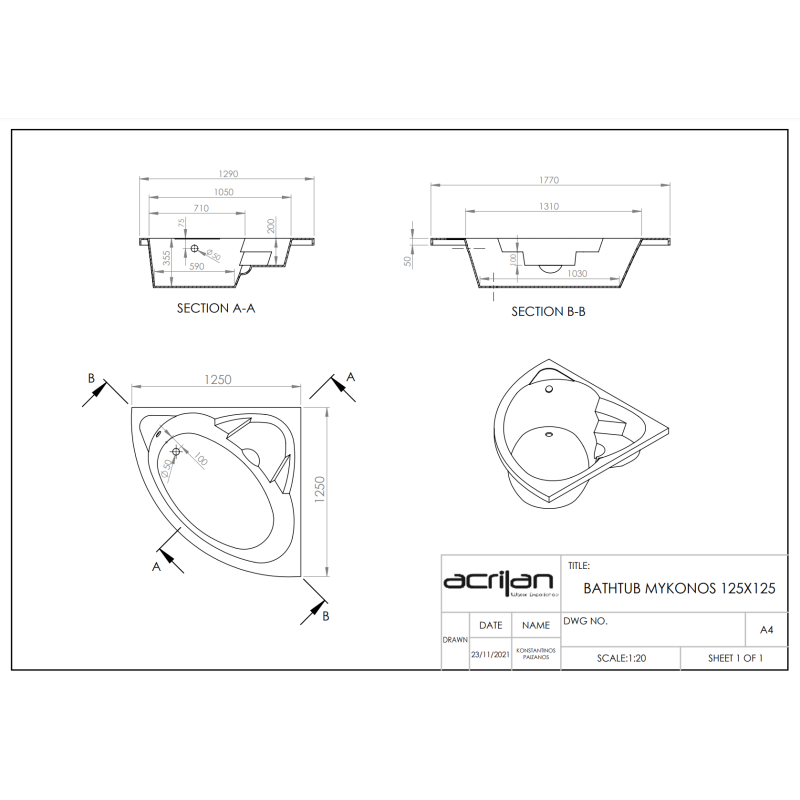 ACRILAN ΜΥΚΟΝΟΣ ΓΩΝΙΑΚΗ ΜΠΑΝΙΕΡΑ 125x125