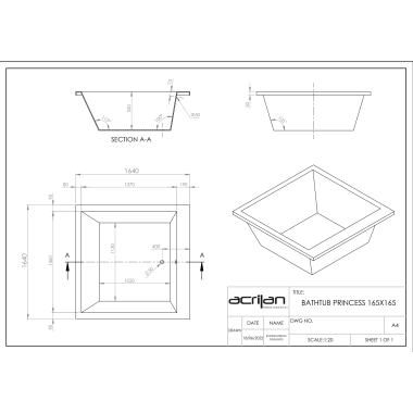 ACRILAN PRINCESS ΜΠΑΝΙΕΡΑ ΔΥΟ ΑΤΟΜΩΝ MINIPOOL 165x165