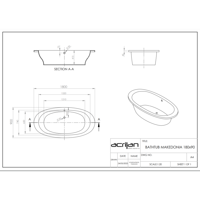 ACRILAN ΜΑΚΕΔΟΝΙΑ ΕΥΘΥΓΡΑΜΜΗ ΜΠΑΝΙΕΡΑ 180x90/170x80