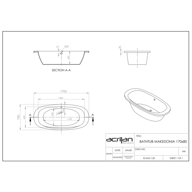 ACRILAN ΜΑΚΕΔΟΝΙΑ ΕΥΘΥΓΡΑΜΜΗ ΜΠΑΝΙΕΡΑ 180x90/170x80