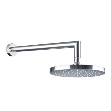 Almar, Ανακλινόμενη Κεφαλή ABS Φ30 cm + Μπράτσο Τοίχου 35 cm, Inox Finish, E044044-110 + R50809-110