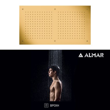 Almar,Κεφαλή Εντοιχισμού Οροφής Rectangular Temptation Gold Brushed (PVD) E044088-211