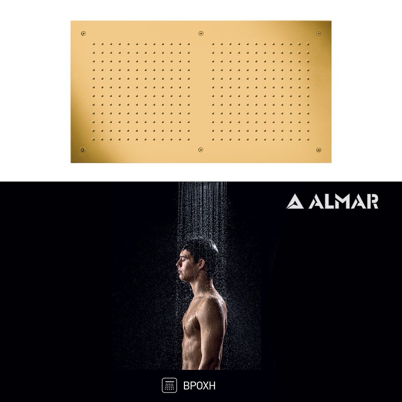 Almar,Κεφαλή Εντοιχισμού Οροφής Rectangular Temptation Gold Brushed (PVD) E044088-211