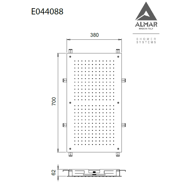 Almar,Κεφαλή Εντοιχισμού Οροφής Rectangular Temptation Gold Brushed (PVD) E044088-211