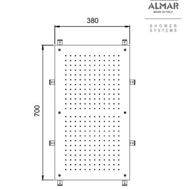 ALMAR ΚΕΦΑΛΗ ΧΡΩΜΑΤΟΘΕΡΑΠΕΙΑΣ RECTANGULAR TEMPTATION, BLACK MATT, 70x70 CM, E044088-400.