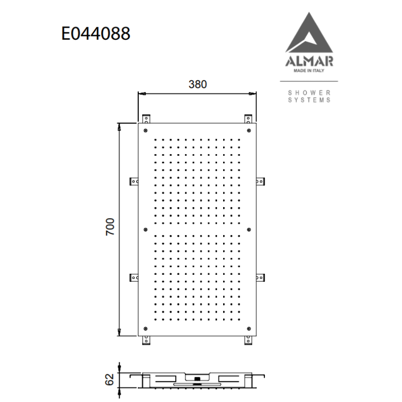 ALMAR ΚΕΦΑΛΗ ΧΡΩΜΑΤΟΘΕΡΑΠΕΙΑΣ RECTANGULAR TEMPTATION, BLACK MATT, E044088-400.