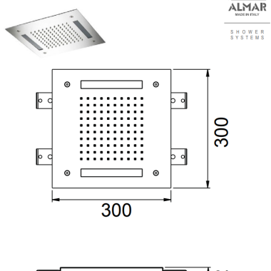 Almar Easy Light Temptation, Κεφαλή Eντοιχισμού Οροφής 1 Εξόδου, 30x30 cm, Black Brushed (PVD), E044172-411