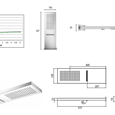 Almar Smart Dual Function 19x54 cm, Επίτοιχη Κεφαλή 2 Εξόδων, E044199-411