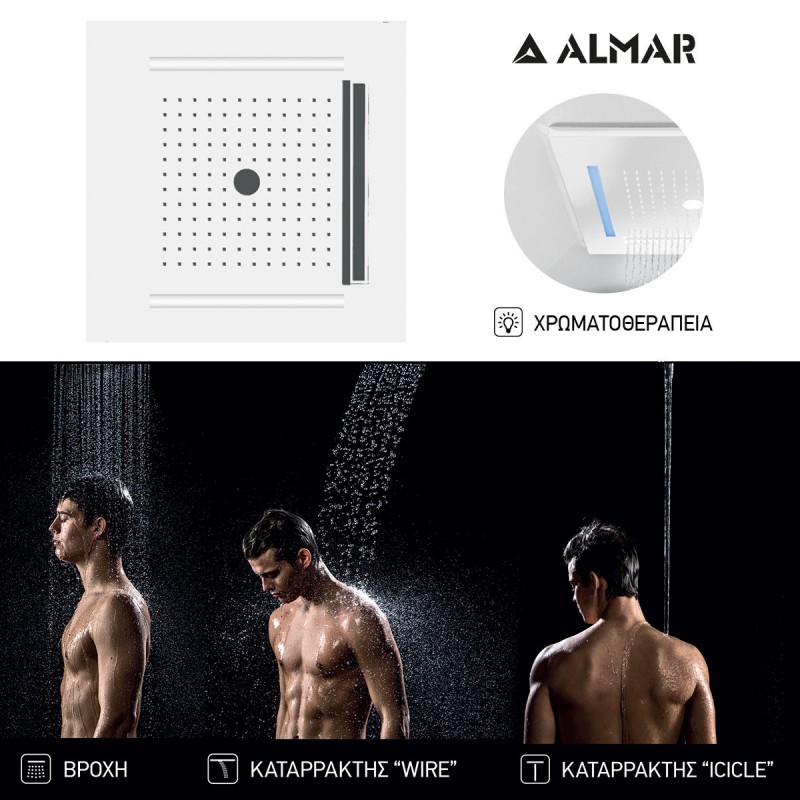 ALMAR ΚΕΦΑΛΗ ΧΡΩΜΑΤΟΘΕΡΑΠΕΙΑΣ TEMOTION ICICLE, INOX, E044302-111