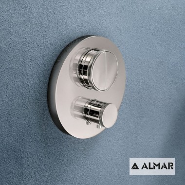 ALMAR ΘΕΡΜΟΣΤΑΤΙΚΟΣ ΜΙΚΤΗΣ ΕΝΤΟΙΧΙΣΜΟΥ 2 ΕΞΟΔΩΝ + ΚΙΤ ΕΝΤΟΙΧΙΣΜΟΥ, INOX FINISH, Ε176632-110 + Ε1340001