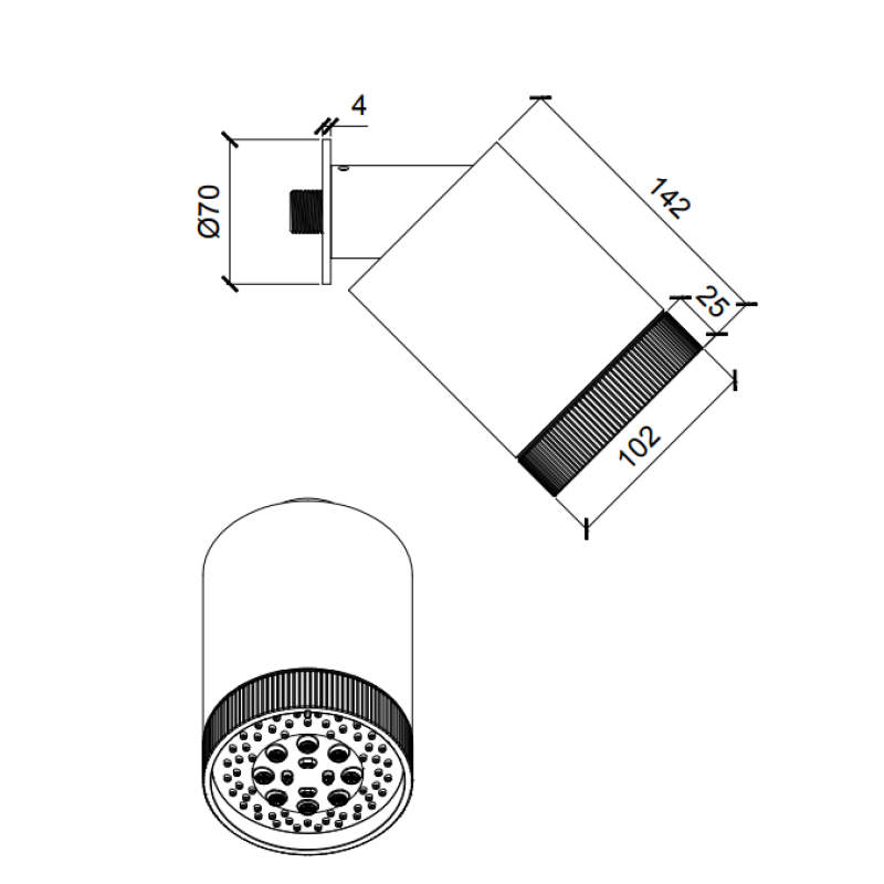 ALMAR ΚΕΦΑΛΗ BEAM MULTIJET ΕΠΙΤΟΙΧΗ ΑΝΑΚΛΙΝΟΜΕΝΗ 3 ΡΟΩΝ, BLACK MATT, E044286-400