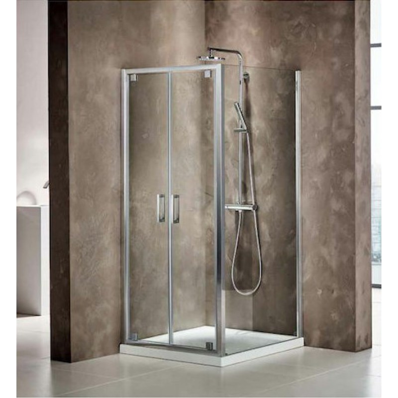 AXIS TWIN PIVOT, ΚΑΜΠΙΝΑ ΝΤΟΥΖΙΕΡΑΣ 2 ΑΝΟΙΓΟΜΕΝΑ ΦΥΛΛΑ, CHROME, 90 (87-89) CM, ΥΨΟΣ: 185 CM, P2X 90C-100