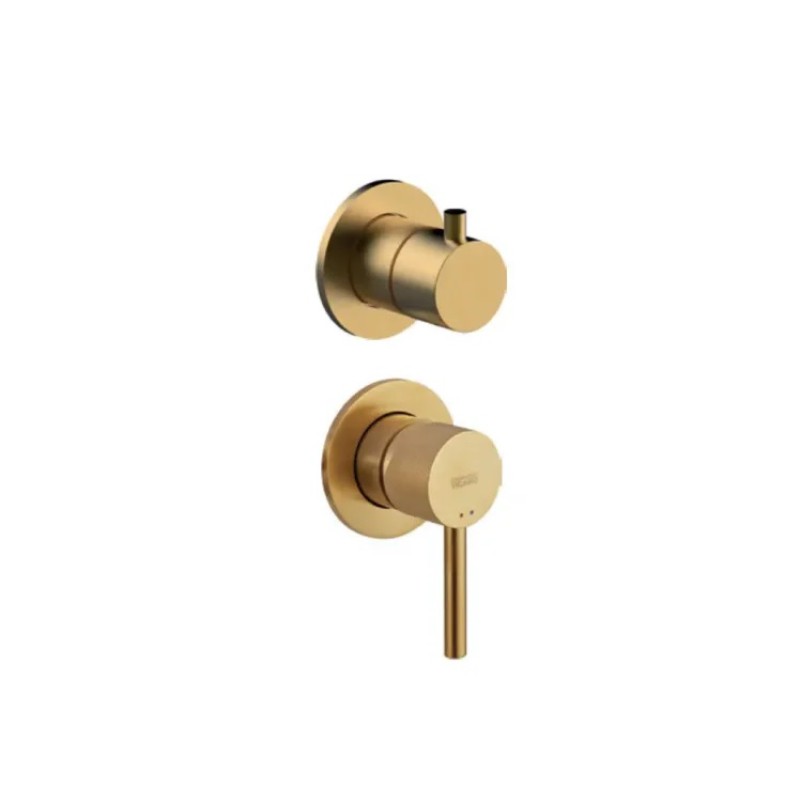 Armando Vicario INDUSTRIAL Μπαταρία Εντοιχισμού Λουτρού 3 Εξόδων Gold Brushed 512050-201 + 200075-201