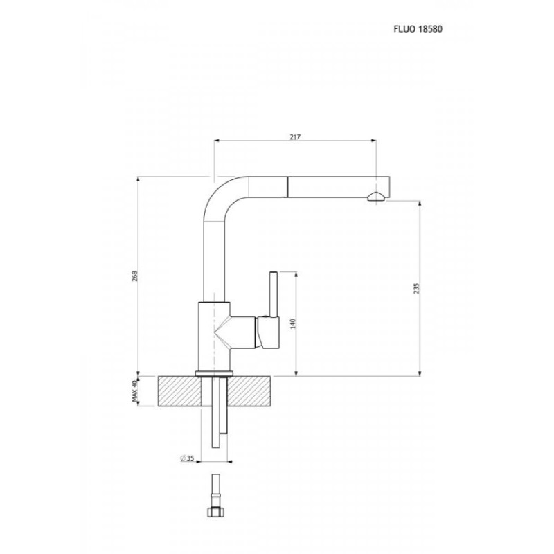 ARMANDO VICARIO FLUO, ΜΠΑΤΑΡΙΑ ΚΟΥΖΙΝΑΣ ΠΑΓΚΟΥ ΜΕ ΝΤΟΥΣ, INOX FINISH, 18580-110