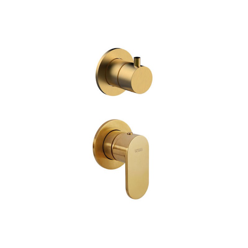 Armando Vicario SLIM Μπαταρία Εντοιχισμού Λουτρού 2/3 Εξόδων Gold Brushed 500050-201+500075-201