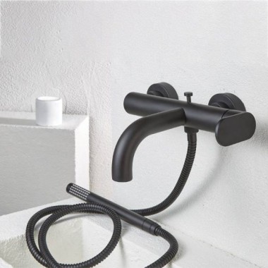 ARMANDO VICARIO SLIM ΕΠΙΤΟΙΧΗ ΜΠΑΤΑΡΙΑ ΛΟΥΤΡΟΥ 2 ΕΞΟΔΩΝ BLACK MATT, 500100-400 + R0488-400.