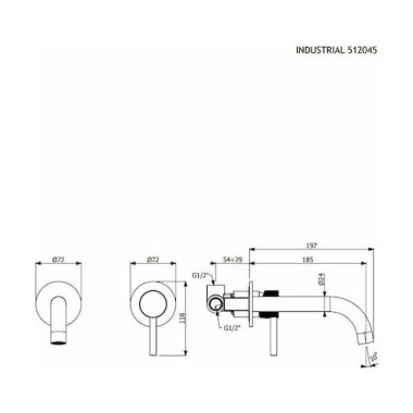 ARMANDO VICARIO INDUSTRIAL ΜΠΑΤΑΡΙΑ ΕΝΤΟΙΧΙΣΜΟΥ ΝΙΠΤΗΡΑ 2 ΟΠΩΝ INOX FINISH, 512045-110