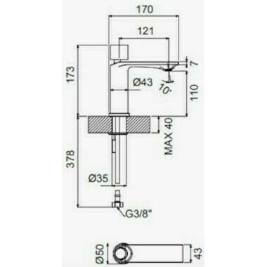 ARMANDO VICARIO HALO ΜΠΑΤΑΡΙΑ ΝΙΠΤΗΡΑ ΜΠΑΝΙΟΥ INOX FINISH, 515010-110
