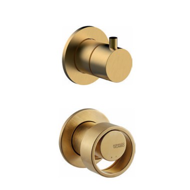 Armando Vicario HALO Μπαταρία Εντοιχισμού Λουτρού 3 Εξόδων Gold Brushed 515050-201 + 500075-201