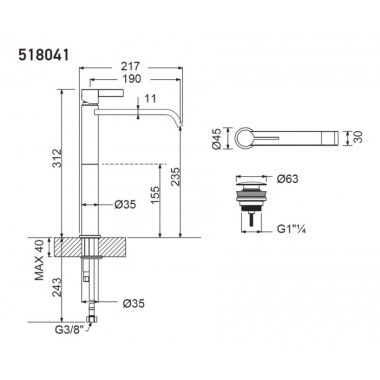 ARMANDO VICARIO MOOI  ΨΗΛΗ ΜΠΑΤΑΡΙΑ ΝΙΠΤΗΡΑ, INOX FINISH, 518041-110
