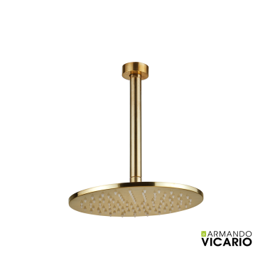 Armando Vicario Lumiere, Ανακλινόμενη Κεφαλή Brass Φ25 cm + Μπράτσο Οροφής 20 cm, Gold Brushed, 800597-201 + 800087-201
