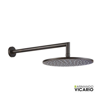 Armando Vicario Slim, Ανακλινόμενη Κεφαλή Brass Φ25 cm + Mπράτσο Τοίχου 35 cm, Rusty Black, 800597-424 + 800086-424