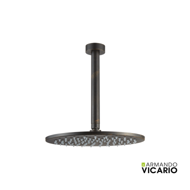 Armando Vicario Slim, Ανακλινόμενη Κεφαλή Brass Φ25 cm + Mπράτσο Οροφής 20 cm, Rusty Black, 800597-424 + 800087-424