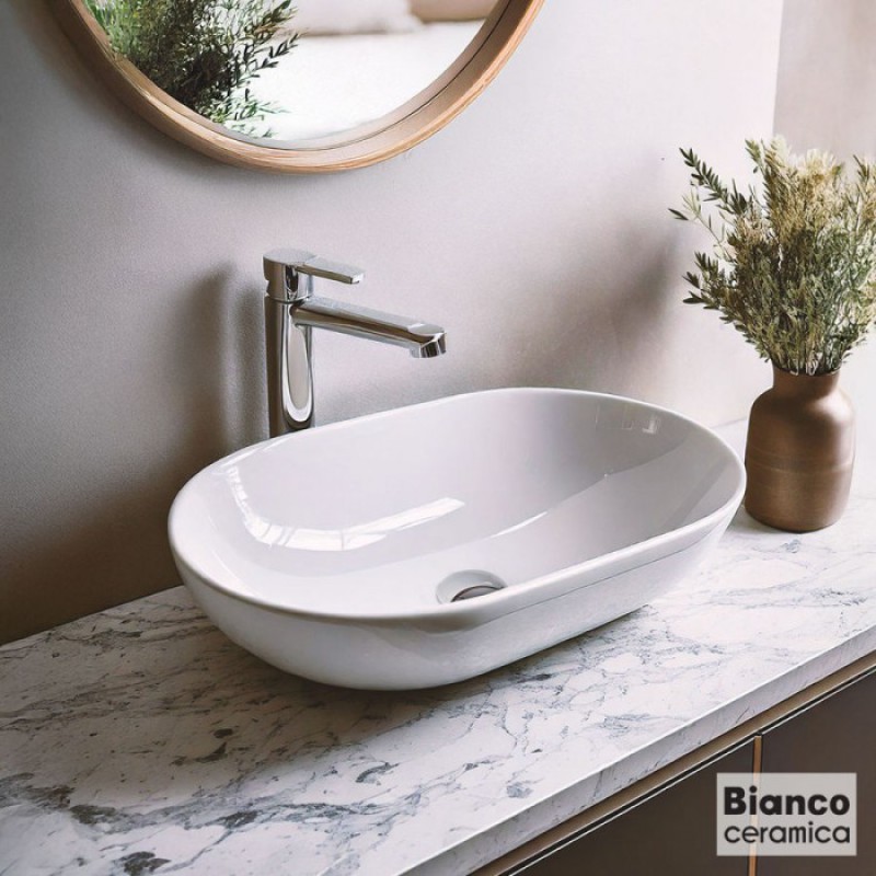 BIANCO CERAMICA LOOP, ΕΠΙΤΡΑΠΕΖΙΟΣ ΠΟΡΣΕΛΑΝΑΤΟΣ ΝΙΠΤΗΡΑΣ, 57,5x36.5 CM, 32055-300