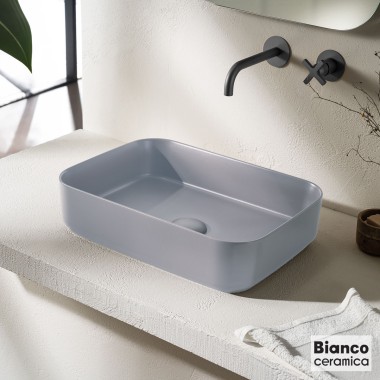 BIANCO CERAMICA PUNTO, ΕΠΙΤΡΑΠΕΖΙΟΣ ΝΙΠΤΗΡΑΣ STONE GREY, 50x36 CM, 34050-440
