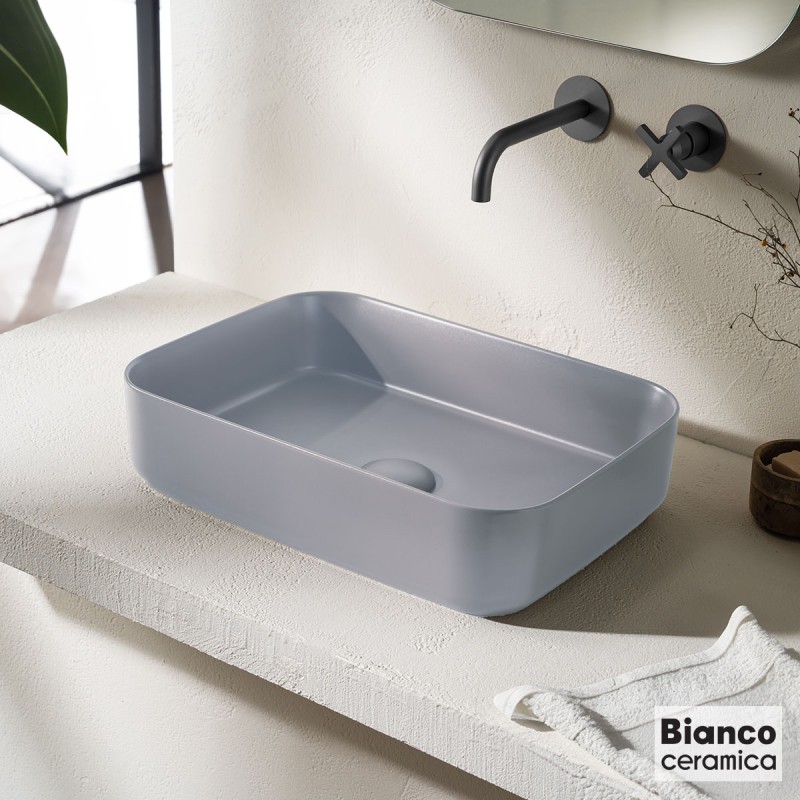 BIANCO CERAMICA PUNTO, ΕΠΙΤΡΑΠΕΖΙΟΣ ΝΙΠΤΗΡΑΣ STONE GREY, 50x36 CM, 34050-440