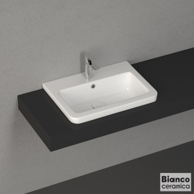 BIANCO CERAMICA URBAN 35, Πορσελάνινος Νιπτήρας με 1 Οπή, 60 x 35 cm, 35060-300