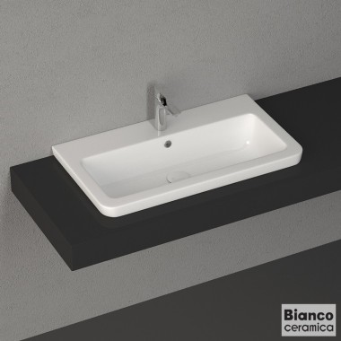 BIANCO CERAMICA URBAN 35, Πορσελάνινος Νιπτήρας με 1 Οπή, 80 x 35 cm, 35080-300