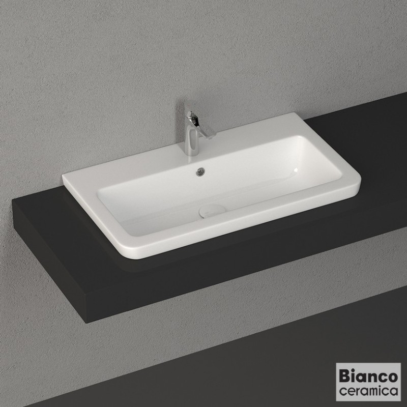 BIANCO CERAMICA URBAN 35, Πορσελάνινος Νιπτήρας με 1 Οπή, 80 x 35 cm, 35080-300