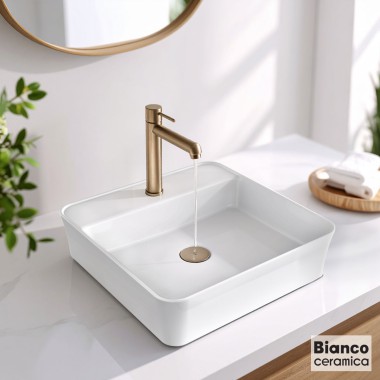 BIANCO CERAMICA RONA, ΕΠΙΤΡΑΠΕΖΙΟΣ ΠΟΡΣΕΛΑΝΑΤΟΣ ΝΙΠΤΗΡΑΣ, 45x45 CM, ΛΕΥΚΟΣ, 35980-300