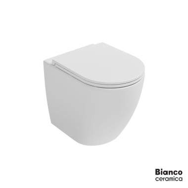 BIANCO CERAMICA LENTA 3803, ΠΙΣΩ/ΚΑΤΩΣΤΟΜΙΑ ΛΕΚΑΝΗ, ΚΑΛΥΜΜΑ SOFT CLOSE, RIMLESS, 52 CM, 380300C-300