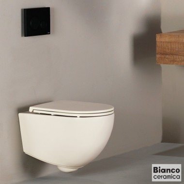 BIANCO CERAMICA LENTA, ΛΕΚΑΝΗ ΚΡΕΜΑΣΤΗ RIMLESS ΜΕ ΚΑΛΥΜΜΑ SOFT CLOSE (ΑΠΟΣΠΩΜΕΝΟ), 53 CM, IVORY MATT, 381600C-311  