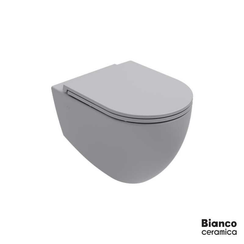 BIANCO CERAMICA LENTA, ΛΕΚΑΝΗ ΚΡΕΜΑΣΤΗ RIMLESS ΜΕ ΚΑΛΥΜΜΑ SLIM SOFT CLOSE (ΑΠΟΣΠΩΜΕΝΟ), 53 CM, STONE GREY, 381600C-440