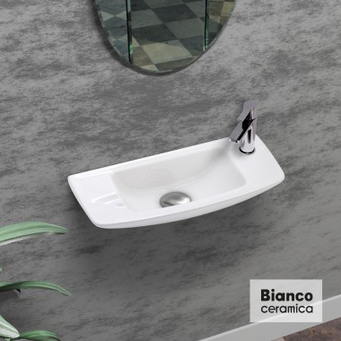BIANCO CERAMICA, ΚΡΕΜΑΣΤΟΣ ΠΟΡΣΕΛΑΝΙΝΟΣ ΝΙΠΤΗΡΑΣ, WHITE, 45.5 x20.5 CM, 39245-300