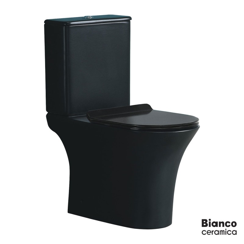 BIANCO CERAMICA AIDA AD 120 ΠΙΣΩΣΤΟΜΙΑ ΛΕΚΑΝΗ, RIMLESS, KΑΛΥΜΜΑ SLIM SOFT, BLACK MATT, AD 12000SC-401
