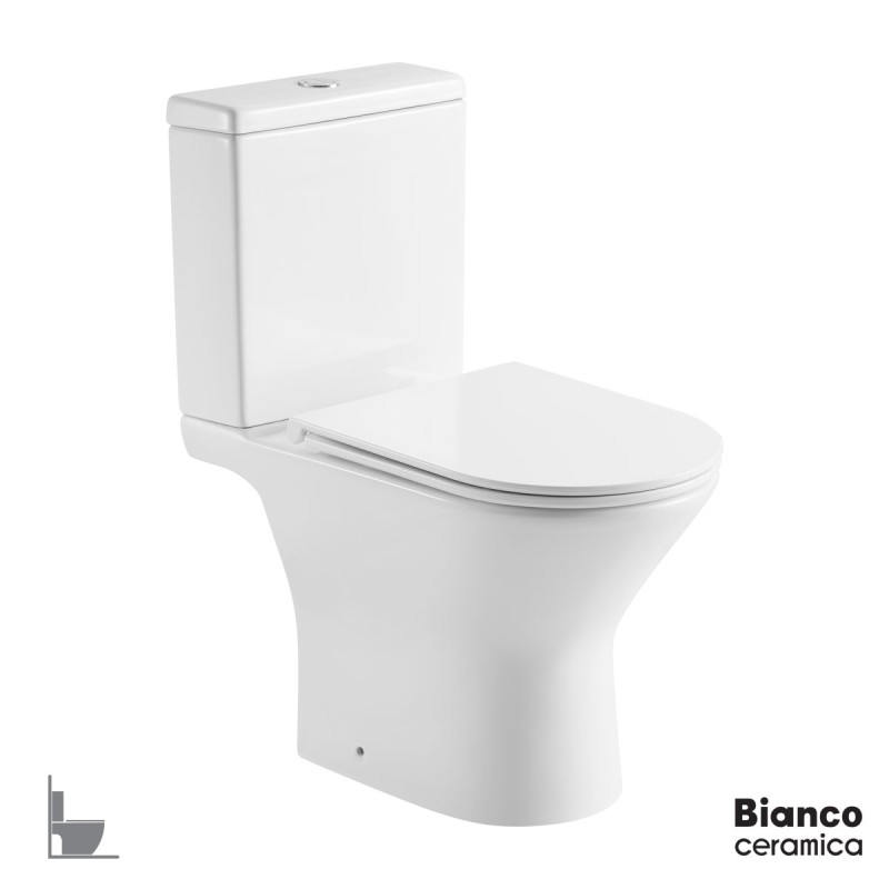 BIANCO CERAMICA BELLA BL 120, ΛΕΚΑΝΗ ΚΑΤΩΣΤΟΜΙΑ, ΚΑΛΥΜΜΑ SLIM SOFT CLOSE, RIMLESS, WHITE, BL 12000SC-300