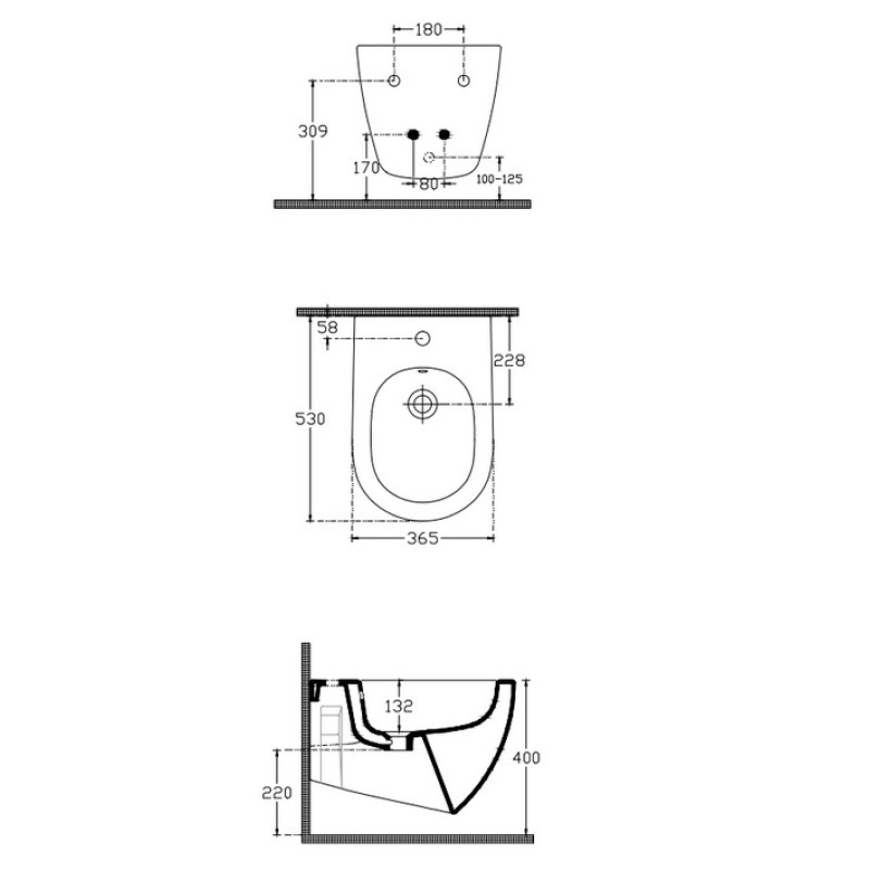 BIANCO CERAMICA REMO RM 110, ΚΡΕΜΑΣΤΟ ΜΠΙΝΤΕ, 53 CM, LNB 53-300