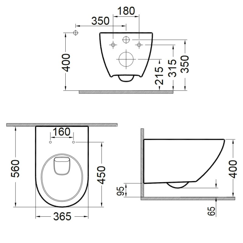 BIANCO CERAMICA REMO ΚΡΕΜΑΣΤΗ ΛΕΚΑΝΗ RIMLESS ΠΟΡΣΕΛΑΝΗΣ BLACK MATT 