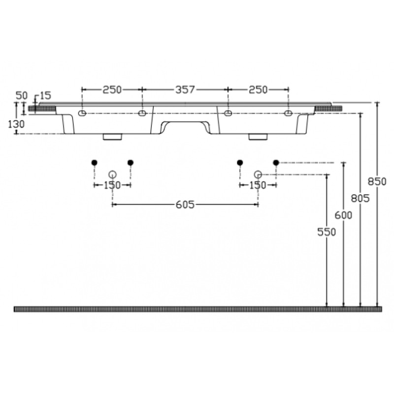 Νιπτήρας Bianco Flat 121X46 36120-300