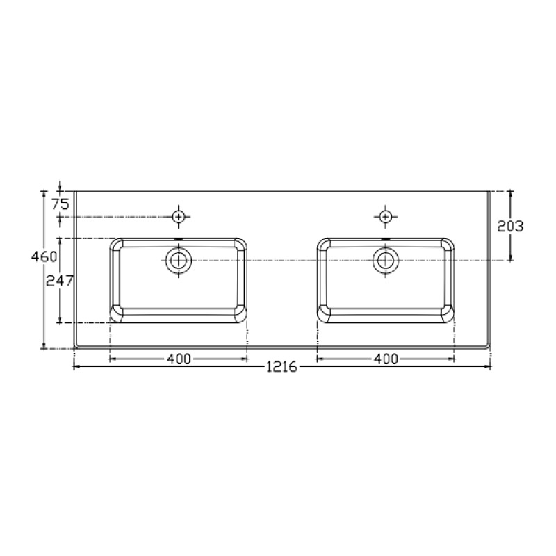 Νιπτήρας Bianco Flat 121X46 36120-300